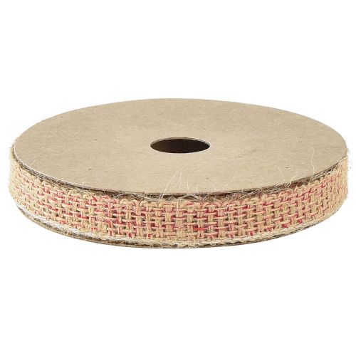 Artikel Juteband Dekoband Naturfarben Rot Gewoben B12mm L10m