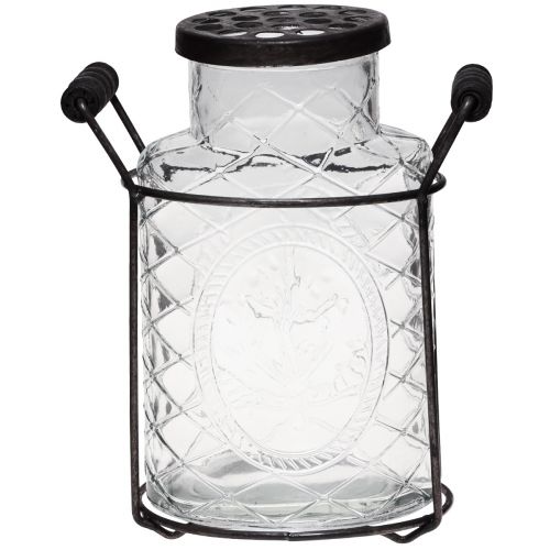 Glas Vase mit Deckel Steckhilfe Flasche 16,5×8,5×18,5cm