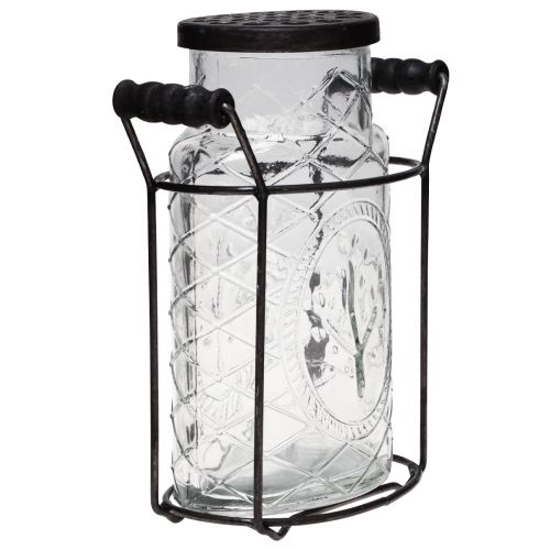 Artikel Glas Vase mit Deckel Steckhilfe Flasche 16,5×8,5×18,5cm
