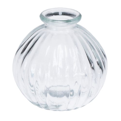 Floristik21 Kleine Glasvase Kugelvase Vase klar Rillen Ø8,5cm H8cm