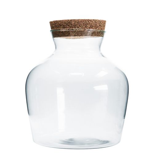 Deko Glas mit Korken Deko Vase Klar Bauchig Ø20cm H21cm