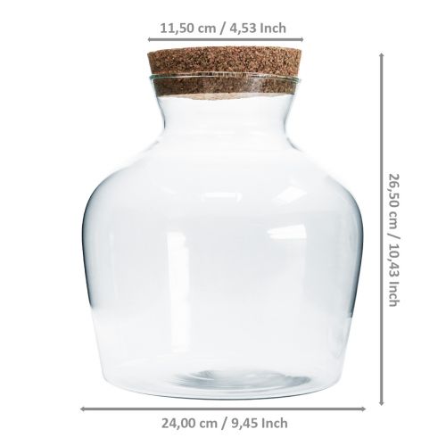 Floristik21 Deko Glas mit Korken Deko Vase mit Deckel H25cm Ø24cm