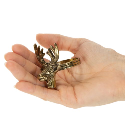 Serviettenring Metall Hirschkopf Goldoptik Ø 6 cm 4er-Set | Floristik21.de