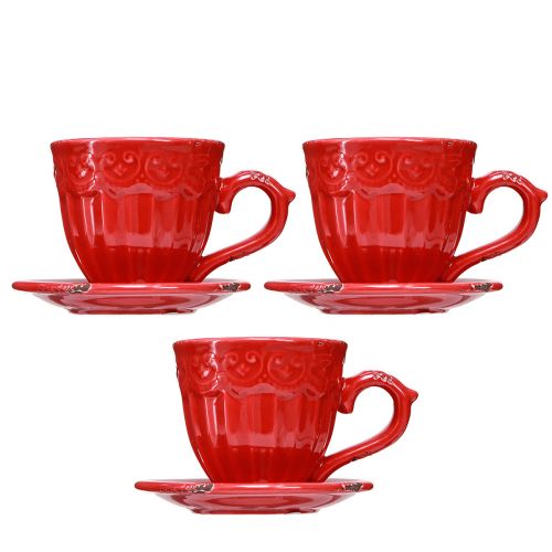 Artikel Rote Keramik Kerzenhalter Tasse für Stabkerzen - Deko-Highlight für Tisch und Raum