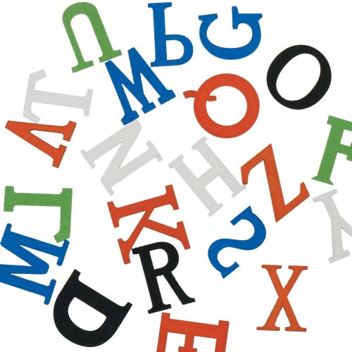Floristik21 Tischdeko Einschulung, Streudeko Einschulung, Holzbuchstaben bunt 2,5cm 26 St