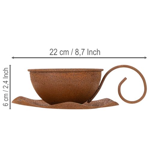 Pflanztasse mit Untertasse Vintage Rost Ø17,5cm H6cm | Floristik21.de