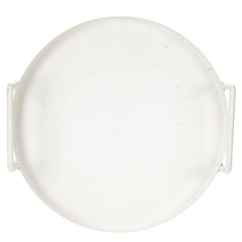 Artikel Pflanzschale Tablett Weiß Metall Rund 18cm für Deko & vielseitige Verwendung