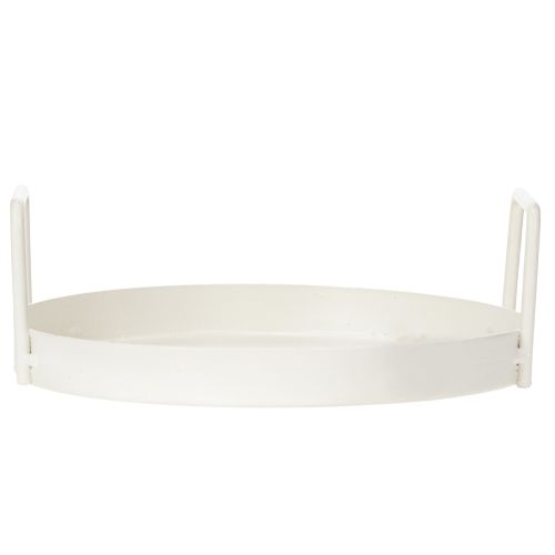 Artikel Pflanzschale Tablett Weiß Metall Rund 18cm für Deko & vielseitige Verwendung