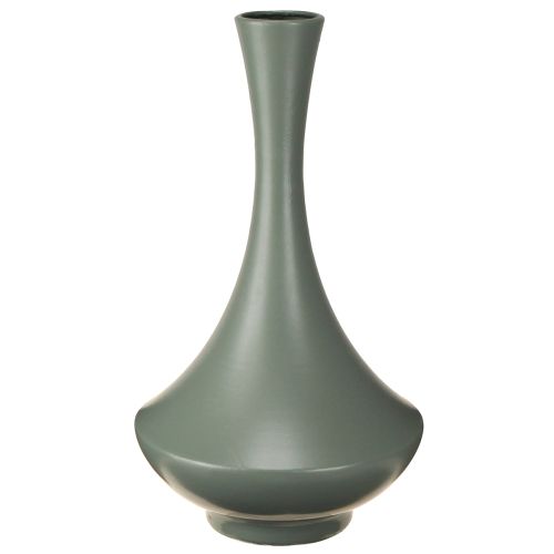 Elegante Vase geschwungene Form 33cm aus Metall in Mattgrün