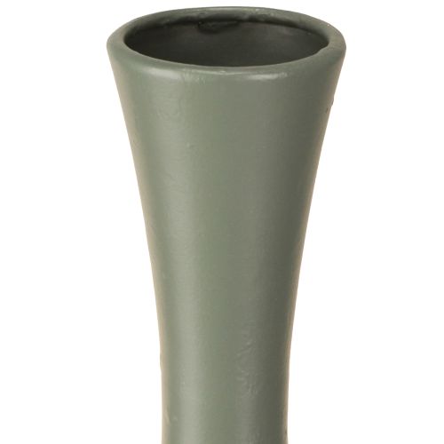 Artikel Elegante Vase geschwungene Form 33cm aus Metall in Mattgrün