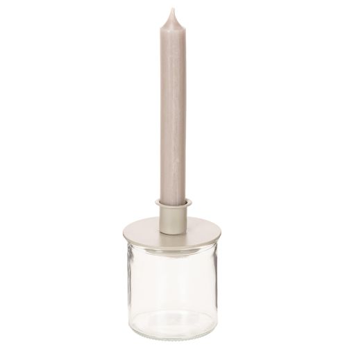 Kerzenhalter Metall Beige matt 8cm 3er-Set für Stabkerzen | Floristik21.de