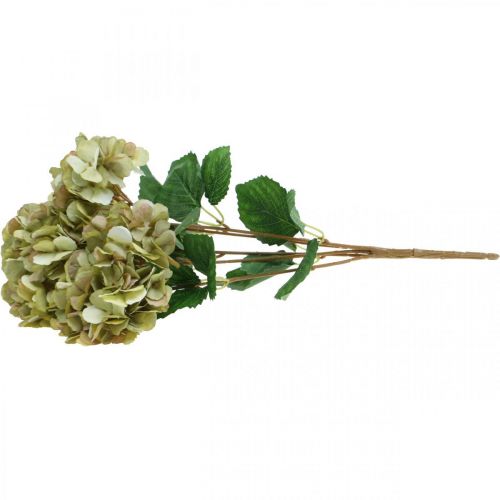 Hortensien Strauß künstlich Grün, Braun 5 Blüten 48cm