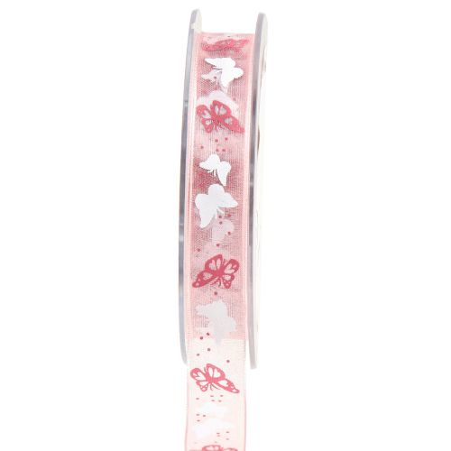 Floristik21 Organzaband Schmetterling Schleifenband Rosa 15mm 20m