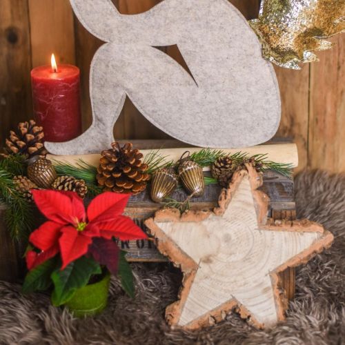 Artikel Holztablett für Advent, Baumscheibe Sternform, Weihnachten, Sterndeko Naturholz Ø29cm