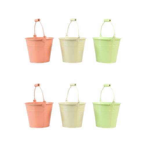 Eimer mit Henkel Übertopf Metall Pastell Ø14cm H12cm 6 St