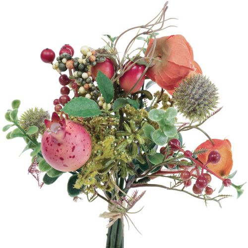 Kunstblumenstrauß Physalis Kugeldistel Granatapfel Deko 21cm