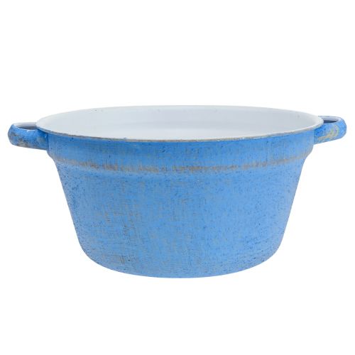 Floristik21 Dekoschale Übertopf Blau Metall Deko Shabby Ø17cm H8,5cm