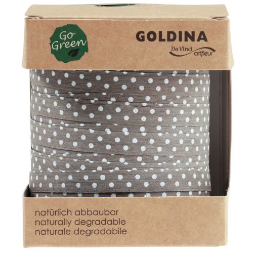 Floristik21 Geschenkband gepunktet Baumwollband Braun 10mm 100m