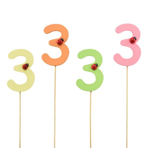 Floristik21 Zahlenstecker Geburtstag 3 Blumenstecker Holz 27,5 cm 16 St