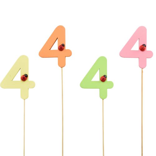 Floristik21 Zahlenstecker Geburtstag 4 Blumenstecker Holz 27,5cm 16 St
