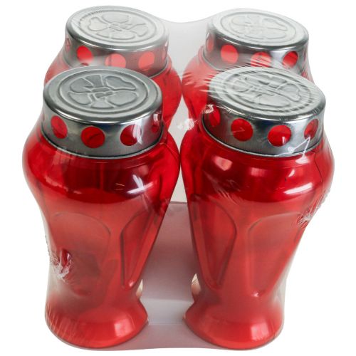 Artikel Rote Grabkerzen Ø9cm H17cm 4er-Set - Trauerlichter für Gedenken und Anteilnahme