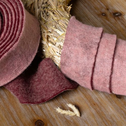 Artikel Filzband zweifarbig aus Wollfilz, Rosa Rot, 7,5 cm breit, 5 m lang