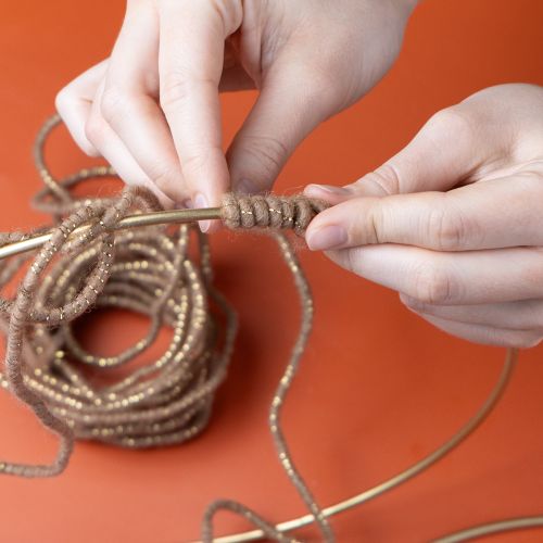 Artikel Wollkordel Braun mit Goldfaden und Draht 5m x 5mm – Formbare Bastelschnur für Deko