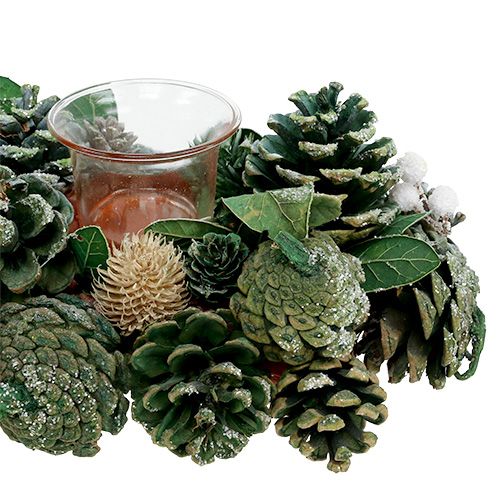 Floristik21 Adventsgesteck 45cm Grün für 4 Teelichter
