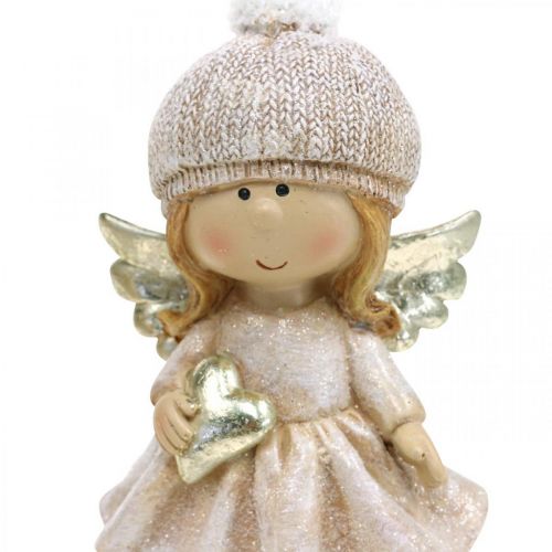 Floristik21 Adventsdeko Weihnachtsengel, Engel Herz Figur H16,5cm 2St