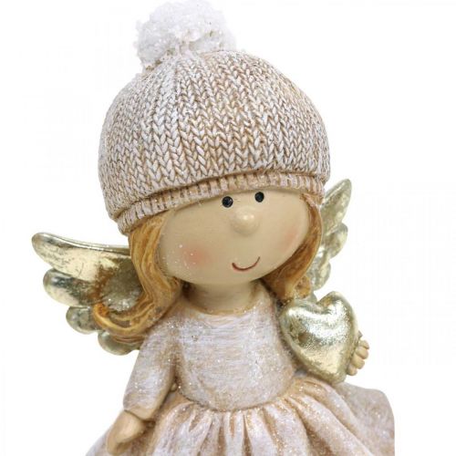 Floristik21 Adventsdeko Weihnachtsengel, Engel Herz Figur H16,5cm 2St