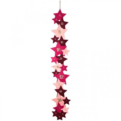Adventskalender zum Selber befüllen Filz Sterne Rosa, Rot H2m | Floristik21.de
