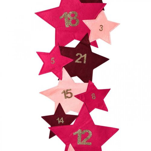 Adventskalender zum Selber befüllen Filz Sterne Rosa, Rot H2m | Floristik21.de
