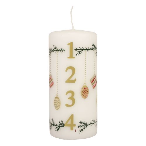 Floristik21 Adventskalenderkerze Adventskerze Kerze Weiß 150/65mm