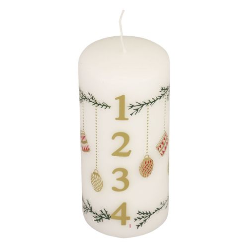 Floristik21 Adventskalenderkerze Adventskerze Kerze Weiß 150/65mm