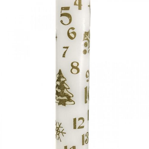 Adventskalenderkerze Weiß Kerzen Weihnachten H25cm 2St