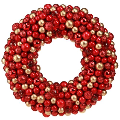 Floristik21 Adventskranz Rot Gold Ø33cm Weihnachtsdeko Kugelkranz luxuriös kaufen