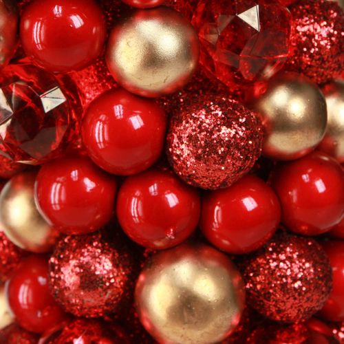 Floristik21 Adventskranz Rot Gold Ø33cm Weihnachtsdeko Kugelkranz luxuriös kaufen