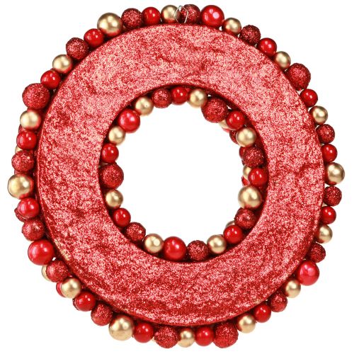 Floristik21 Adventskranz Rot Gold Ø33cm Weihnachtsdeko Kugelkranz luxuriös kaufen