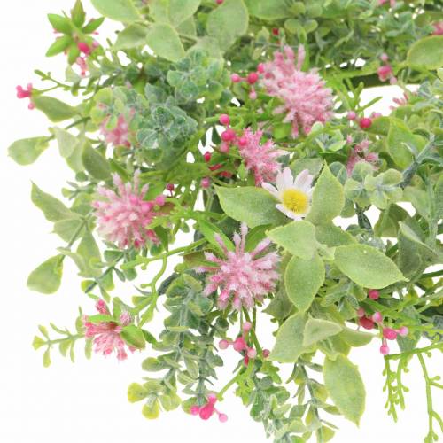 Floristik21 Wiesenkranz mit Klee beflockt Rosa, grün Ø30cm