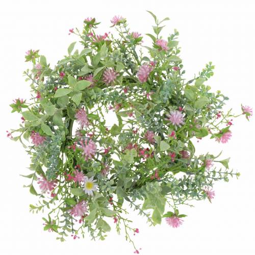 Floristik21 Wiesenkranz mit Klee beflockt Rosa, grün Ø30cm