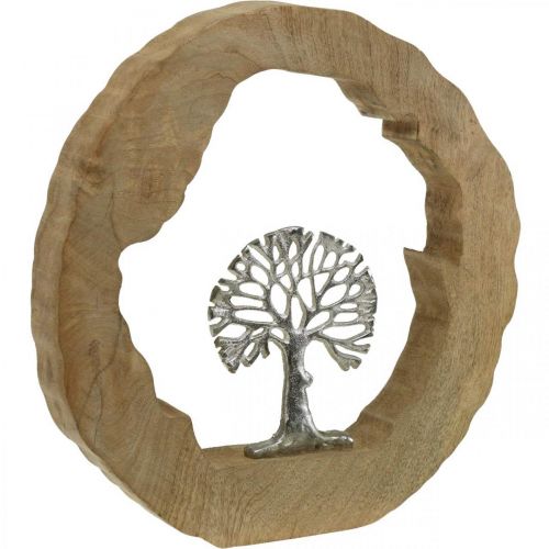 Floristik21 Baum Tischdeko Holz zum Stellen Mangoholz Natur, Metall 32×5×34cm