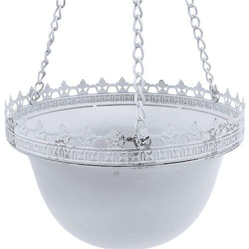 Floristik21 Blumenampel zum Hängen Weiß Ø23cm H21cm