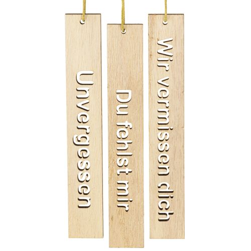 Holzanhänger mit Trauerspruch FSC-zertifiziert 16x2,5cm 12er-Set