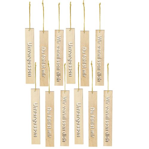 Artikel Holzanhänger mit Trauerspruch FSC-zertifiziert 16x2,5cm 12er-Set