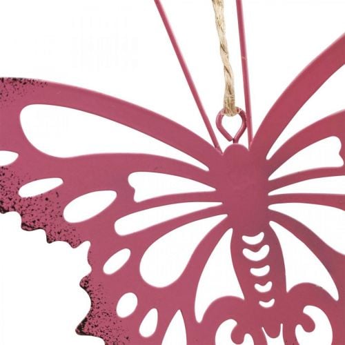 Anhänger Schmetterling Deko Metall Rosa Pink 8,5x9,5cm 6St