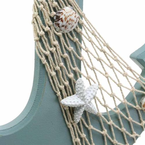 Floristik21 Anker Holz mit Muscheln Hellblau 28,5×40cm