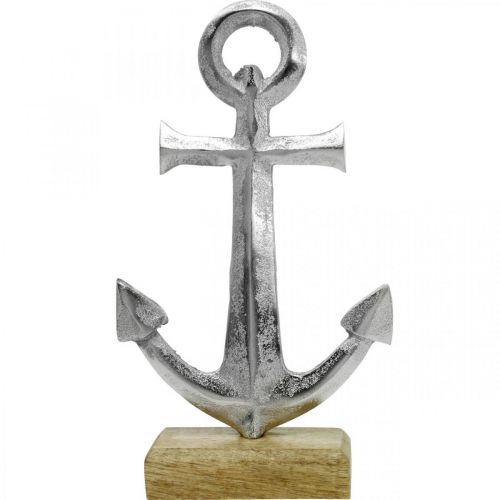 Floristik21 Anker aus Metall, Sommerdeko, nautische Deko Silbern, Naturfarben H24,5cm