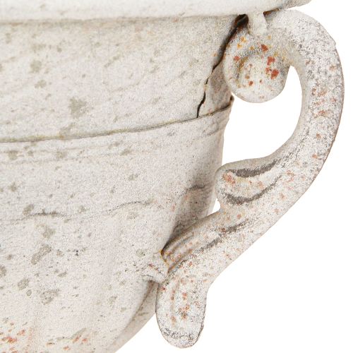 Artikel Antik Metall Pokal mit Henkeln Deko Vintage Grau Weiß 18cm
