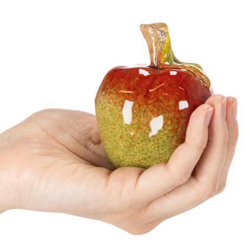 Künstliches Obst Set Keramik Apfel Birne 12cm 3-teilig handbemalt | Floristik21.de