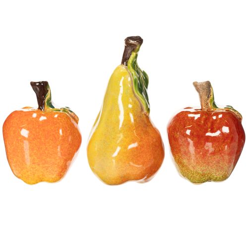 Artikel Künstliches Obst Set Keramik Apfel Birne 12cm 3-teilig handbemalt